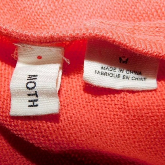 Anthropologie  MOTH Womens Orange Knit M Short Flutter Sleeve Sweater - Picture 2 of 8